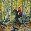 Rotkappchen and The Wolfdogs, oil on panel 48 x 48 in, $2000